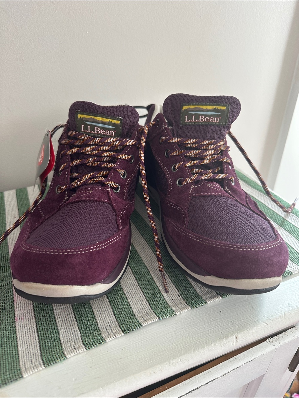 L.L. Bean Men’s Burgundy Suede and Mesh Sneakers